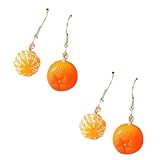 SAFIGLE オレンジ形状樹脂イヤリング 耐色性素材使用 レディースジュエリー ファッションアクセサリー パーティー装飾用 2ペア