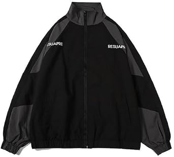 Pbkabiug Vintage Women's Hip Hop Style Patchwork Windbreak Unisex Streetwear Lightweight Bomber Jacket