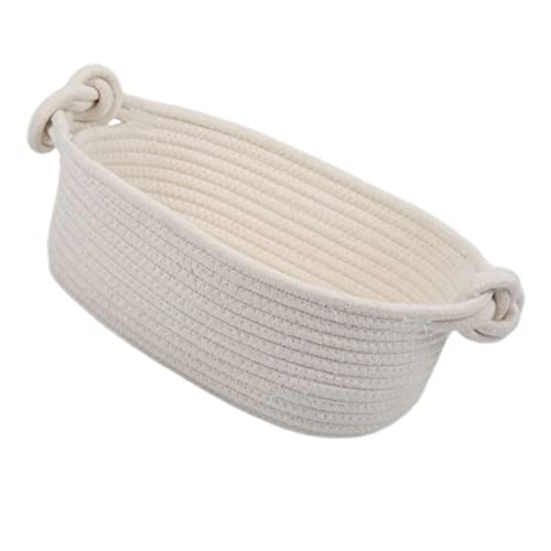 Mobestech Cotton Rope Decorative Woven Basket Stylish Storage for Home Nursery Versatile Cloth Bin with Handles for Organizing Blankets More