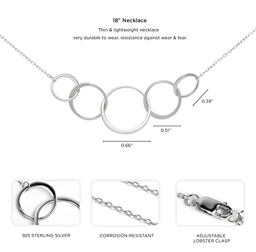 Suavell 5 Circle Necklace Pendant, 50th Birthday Gifts for Women. Sterling Silver Chain Necklace, Minimalist Jewelry, Dainty. Daughter Gift from Mom, Gifts for Women Turning 503