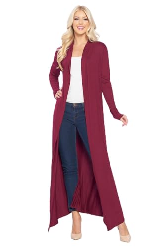 Image of Isaac Liev Maxi Cardigan Duster Sweater - Women's Extra Long Open Front Full Length Lightweight Cardigans Dusters Sweaters