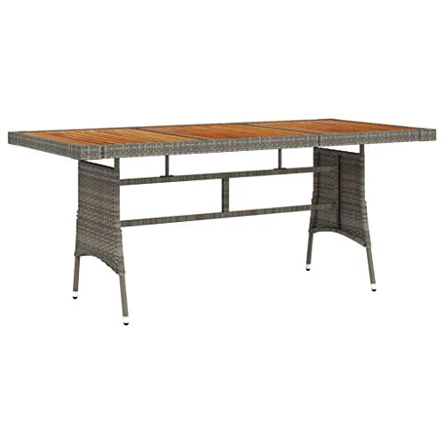 Mesa de comedor de madera de acacia para exteriores con parte superior de resina tejida y acero recubierto de polvo | Piel de patio para comedor y entretenimiento al aire libre