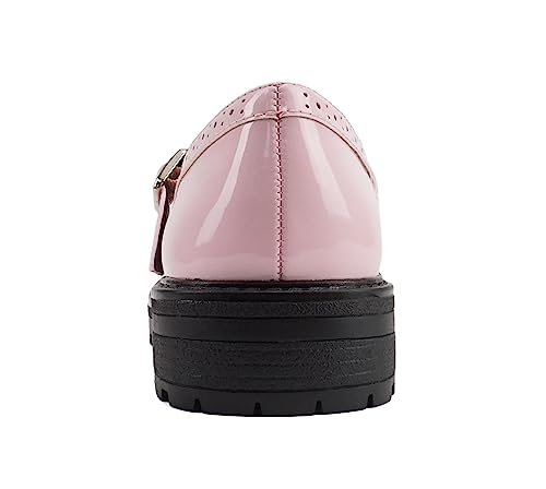 Soda “FLIP-2” ~ Little Kids/Children/Girls Round Close Toe Wingtip Mary Jane Buckle Strap Lug Sole Low Heel Shoe2