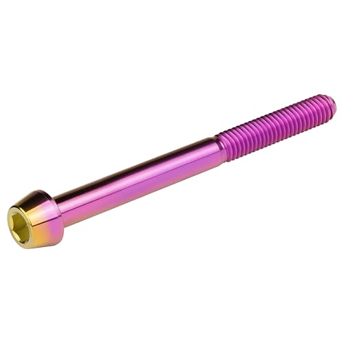 Image of Titanium Ti Bolt M5x9 16 18 20 25 30 35 40 45 50 55 60mm Tapered Head Screws Pack of 4 (M5x60mm, Purple Gold)