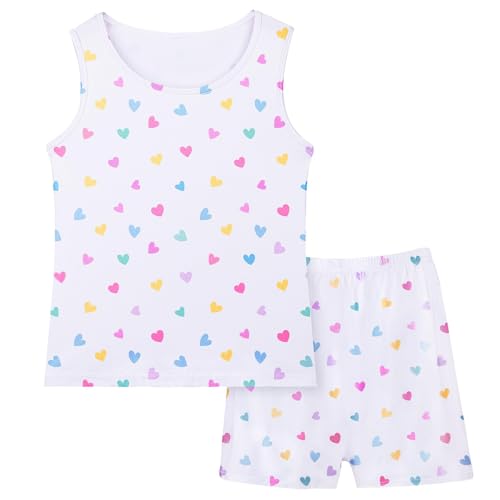 MHJY Toddler Girls Pajamas Sleeveless Pajamas for Kids Soft Tank Top & Shorts Girls Pajama Set