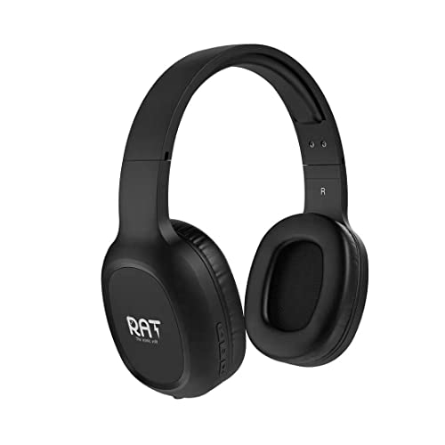 RAT Over Ear Bluetooth Headphones with Upto 12 Hours Playback, 40MM Drivers, Soft Padded Ear Cushions Headphone with Physical Noise Isolation/Cancellation – Black