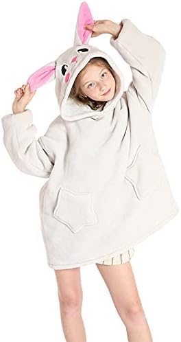 N&B collection Cómoda manta de gran tamaño con estampado de dibujos animados vista en Shark Tank, talla única (rubor) (conejo gris, talla única)