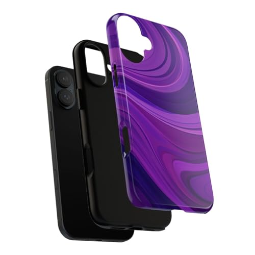 Coque iPhone 16 Plus motif abstrait vague violette rigide brillante - 3