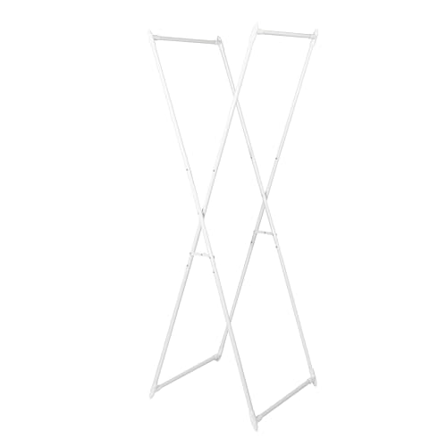 Image of Household Essentials Valet Folding Clothes Rack, Strong Metal X-Frame, Chic Design, Great for Guest and Dressing Rooms, Portable and Easy to Use, Folds Flat, White
