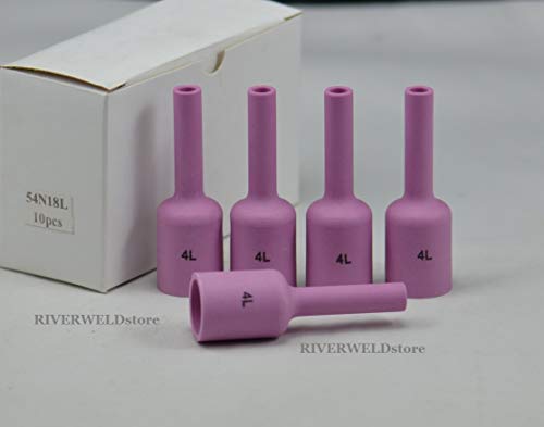 Image of RIVERWELD TIG Gas Lens Ceramic Cups Shroud 54N18L #4L 1 /4 inch 6.5mm 10pcs