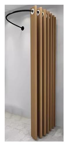 Dressing Room U-Shape Partition Curtain, Clothing Store Boutiques Wedding Shops Simple Fitting Room, Commercial Changing Room and Display Rack, Wall Mounted, Black Iron Rod (Color : Coffee Color, Si