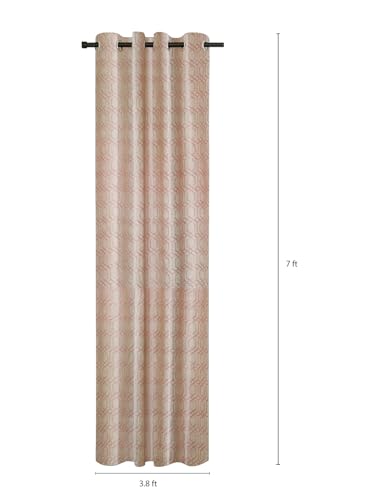 Image of Cortina Striped Light-Filtering Polyester Curtains 7 feet Long Set of 2 for Door [ Opacity: 50-60%, Color: Brown, Knitting Foil Curtains -160 GSM ]