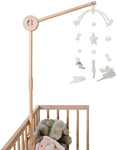 Sasa Wooden Crib Mobile Arm - Baby Mobile Holder for Crib (100% Beech Wood, 30 inch) with Strong Hold Anti Slip Attachment Clamp for Sturdy Mobile Hanger