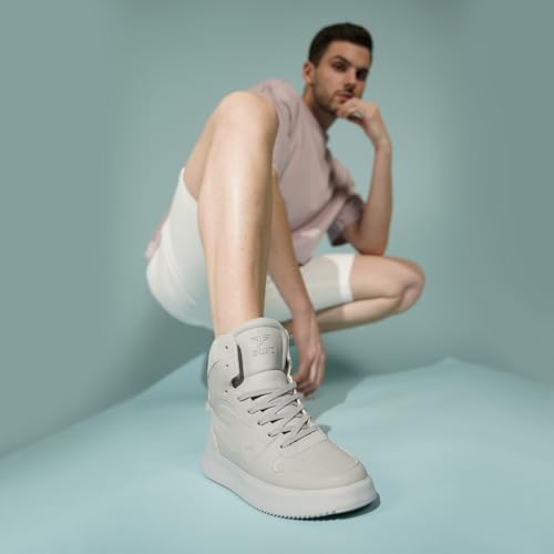 Image of FAUSTO Men's High Top Chunky Classic Lace Up Sneakers|High Ankle Sneakers with Memory Cushion|Lightweight All Day Sneakers