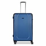 HTNACE Großer Reisekoffer 77 cm, Trolley aus ABS mit 4 Rollen, TSA-Zahlenschloss, Kreuzpackgurt,...