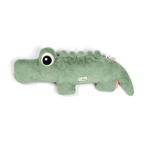 Image of Done by Deer Cuddle Friend Croco Green - Soft and Durable Crocodile Plush Toy for Kids - Made with 100% Recycled Polyester Fibers and PP Beads - Perfect for Bedtime and Playtime