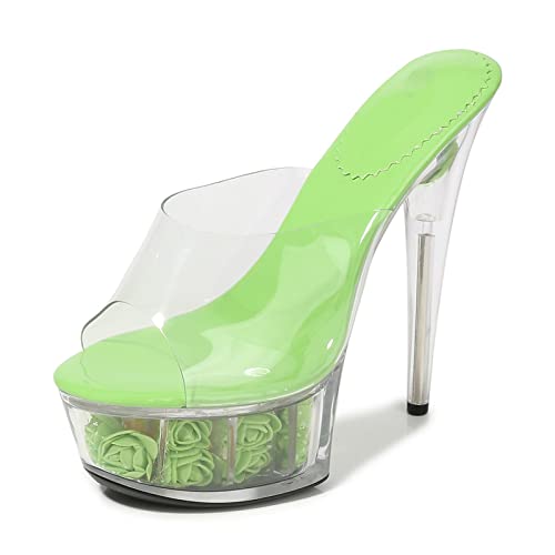 Sandales à talons hauts de 15cm au design élégant avec bout ouvert et plateforme fleurie