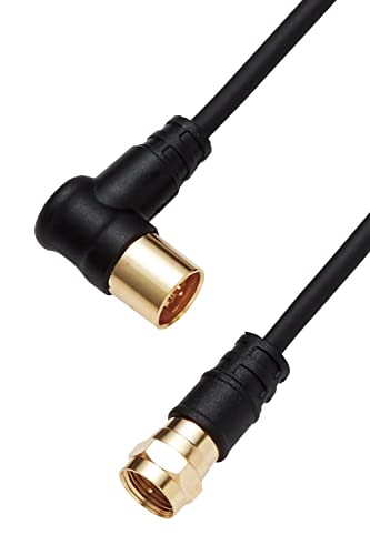 DXアンテナ アンテナケーブル 5m 4K/8K(3224MHz)放送 対応 2C 3重シールド (ストレート形ーL形) ブラック 2JW5SLSB(B)