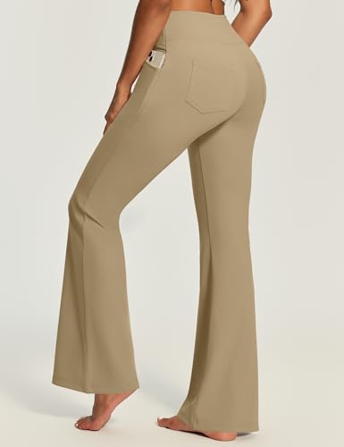 Image of Yoga Pants Women High Waist Workout Bootcut Flare Leggings with Pockets