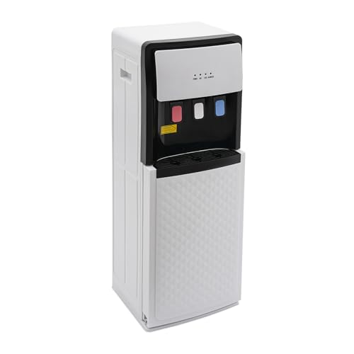 Fenjidrop Bottom Loading Water Cooler, Water Dispenser with 3 Temperature Settings - Hot, Cold, Room Water, Durable Steel Frame, Child Safety Lock, 500W Heating 90W Cooling (White)