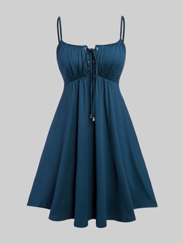 Image of ROSE GAL Rosegal Plus Size Women Sundress Set Flutter Sleeves Floral Dress and Lace-up Cami Dress