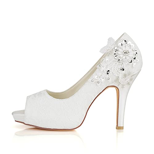 Emily Bridal Bridal Shoes Lace Wedding Shoes Lace Peep Toe High Heel Bridal Shoes2