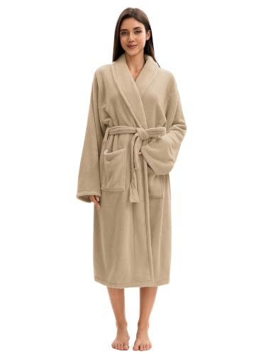 Image of Soft Robe For Women,Warm Plush Bath Robes Female,Spa Towel After Shower Lightweight Long Bathrobe