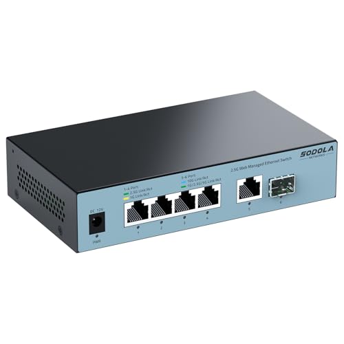 Image of SODOLA 2.5Gb Managed Switch, 4x2.5GBase-T Ports, 1x10GBase-T Uplink&1 SFP+