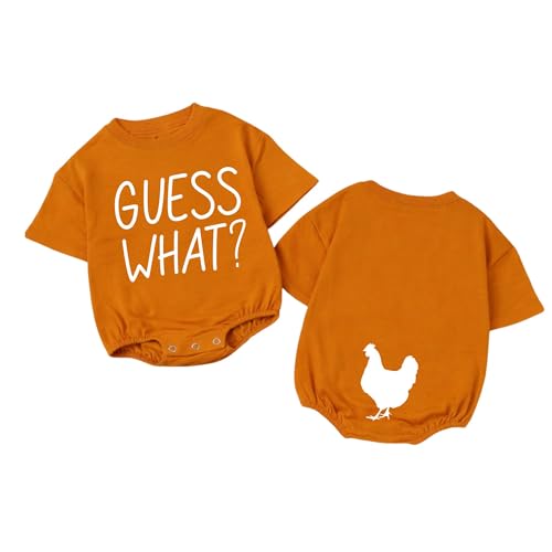 VFAZ Guess What Chicken Baby Bodysuit - Funny Romper Outfit Animal Front Back Cute Shower Gift Long Sleeve Newborn Toddler