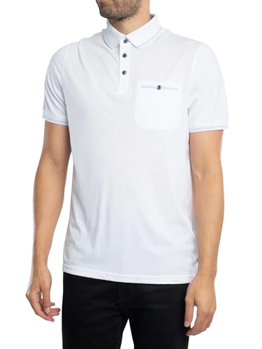 Polo Ted Baker homme col rayé Birdseye blanc haut de mode masculine été