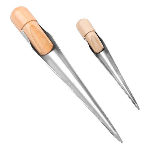 Tiardey Piezas de Empalme de Cuerda Marina FID de Acero Inoxidable con Punta de Empalme con Mango de Madera de Haya, Herramienta Hueca y ordenada para Yates y Barcos