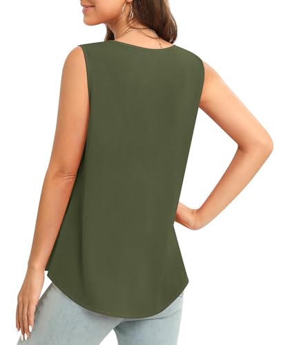 Image of Women's Sleeveless Chiffon Tank Top Business Casual Blouse Tunic Top