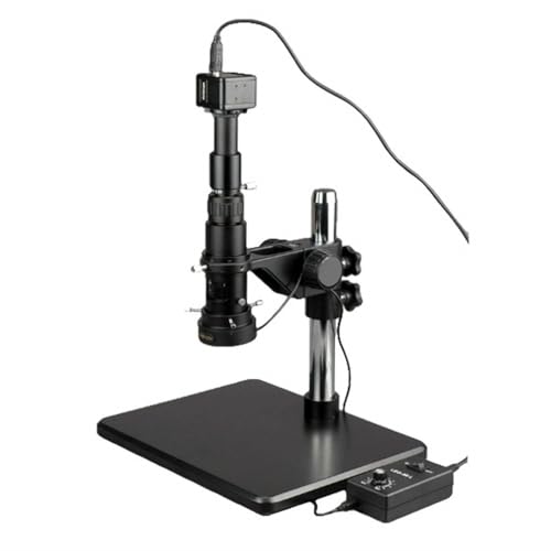 Image of AmScope H800-5M Digital Monocular Inspection Microscope, 0.7X-5.0X Zoom Objective, 11X-80X Magnification, 4-1 /8 inch Working Distance, Pillar Stand, 110V-240V, Includes 5MP Camera with Reduction Lens and Software