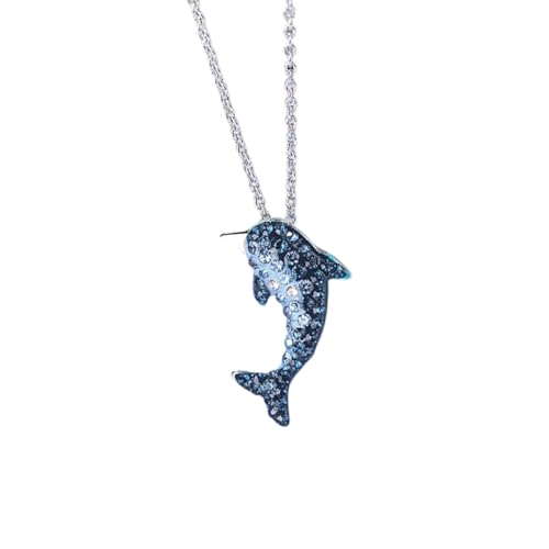 Collier dauphin cristal bleu pendentif argent pour tenue de fête