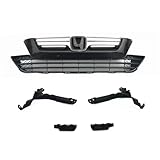 6PCS Headlight +Bumber Brackets +Chrome Grill Grille Compatible with 2007 2008 2009 Honda CRV CR-V
