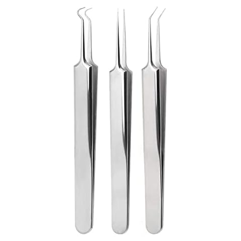 Acne Clips Set 3 Piece Cell Clip Tweezers Pimple Squeeze Tool Acne Needle Blackhead Acne Remover for Beauty Salon Household Cover