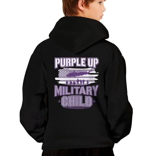 Purple Up Month of Military Child Kids Air Force US Flag Hoodies for Teen Girls Boys Kangaroo Pocket Sweatshirt2