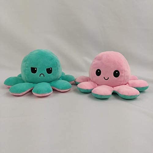 ART & FUN Soft Toy Plush Reversible Mini Octopus Stuffed Toy for Kids | Double Sided Flip Octopus 12CM Pack of 1 (Green/Pink)