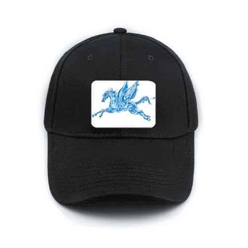Casquette de baseball noire homme femme chapeau réglable motif cheval ailé