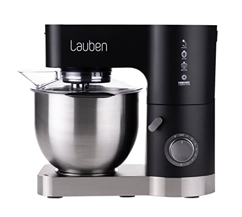 Küchenmaschine Lauben Kitchen Machine 1200BC mit Kupfermotor und Ganzmetall-Getriebe, 1200W, Mixer aus gehärtetem Glas, Großes Fassungsvermögen von 5,5 l, Knetmaschine, Teigmaschine, (Schwarz)