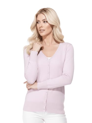 Image of YEMAK Women's Knit Cardigan Sweater - Long Sleeve V-Neck Basic Classic Casual Button Down Knitted Soft Lightweight Top