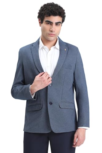 Image of SHOWOFFFF Men Solid Single Breasted Formal Blazer | Notched Lapel Full Sleeves Cotton Blazer for Mens | Slim Fit Regular Length Blazer for Men's