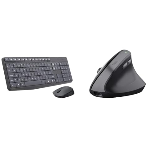 Logitech MK235 Combo Teclado & Trust Yuno Ratón Vertical Inalámbrico