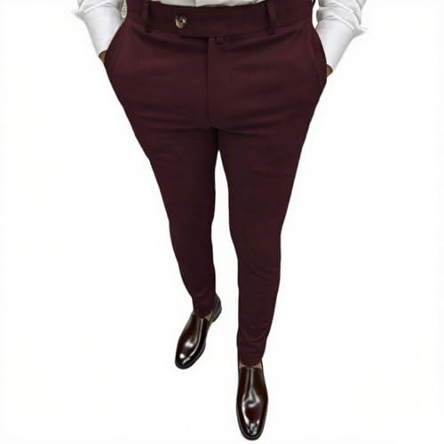 Cambkatl Men's Golf Dress Pants Stretch Skinny Tapered Chino Pants Business Casual Work Suit Trousers with Pockets