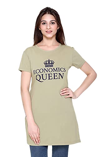 Image of Plush Women's Long Printed Cotton Round Neck Half Sleeve T-Shirt /Tshirts (DPL-PT-001)