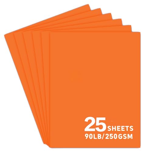 25Sheets Orange Cardstock Paper 8.5 x 11 Card stock for Cricut Thick Construction Paper for Card Making Scrapbooking Craft 90 lb / 250 gsm (Orange)