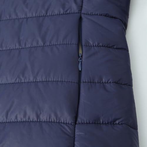 Navy Women's Lightweight Long Sleeve Hooded Puffer Jacket - Perfect for Winter Adventures! - Image 2
