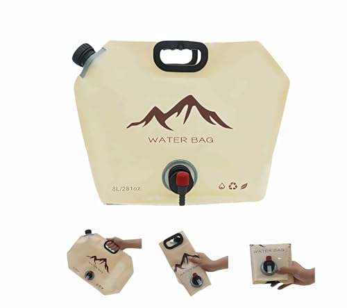 Chinshwehaw Outdoor Collapsible Water Jug, Cantimplora Plegable de 8 litros, Color Khaki, Material Polietileno, Tapa de Rosca, Libre de BPA
