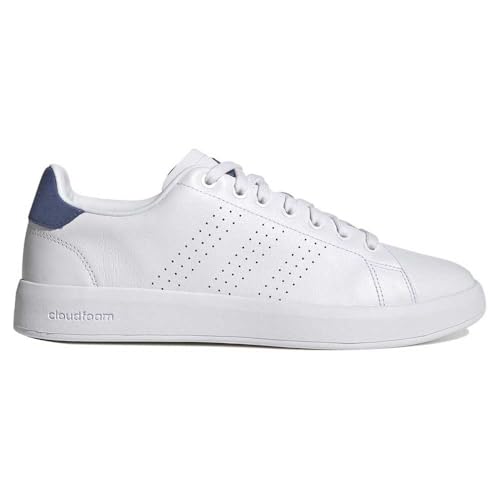 Adidas Homme Advantage Premium Leather Shoes Baskets, Cloud White/Cloud White/Crew Blue, 44 EU