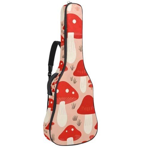 Housse guitare acoustique au design champignon rouge exclusif avec finitions de protection de qualité